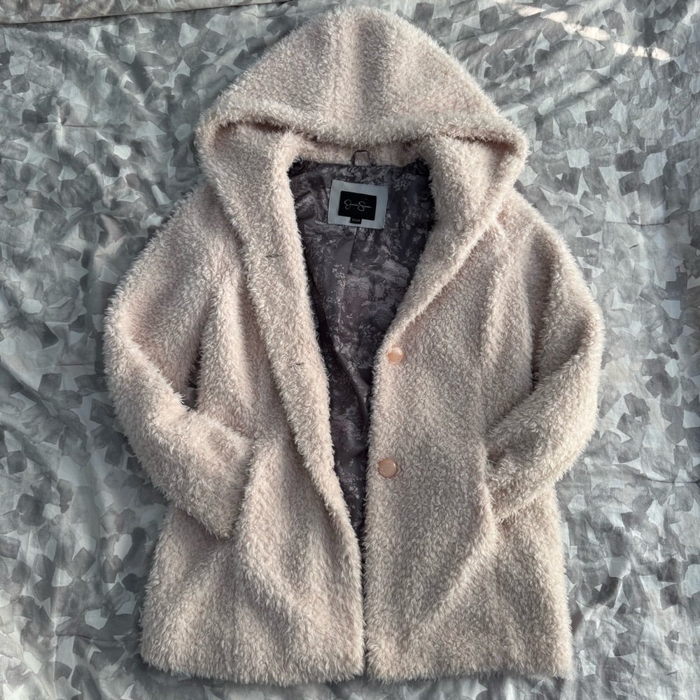 Jessica Simpson Sherpa Fur Coat with Hoodie